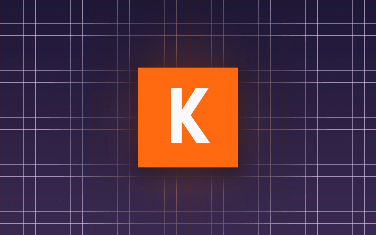 The KAYAK logo: a white K on an orange square, centered on a dark indigo display